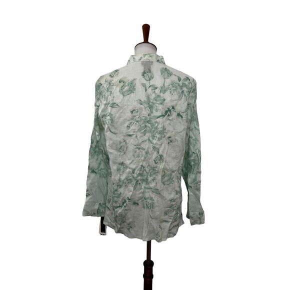 Rafaella Womens Linen Floral Button Up Shirt Size 14 - Picture 3 of 7